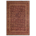 Bareens Designer Rugs - Antique Vegetable Dyed Ingrid Maroon/Blue Wool Rug - 9'1'' x 12'3'' - Designed with mesmerizing intricacy and gorgeous color palette, this hand-knotted masterpiece demonstrates the beauty and electrifying thrill of Pak Persian art. These meticulously hand-knotted Pak-Persian rug is made with pure wool and features breathtaking traditional, transitional, and tribal designs in bold luxurious color pallets. Known for their intricate designs these rugs are a reproduction of Persian rugs, made in Pakistan with unique Mughal designs. Made by master weavers using the same Persian texture, design and dying technique, we wanted to produce the most significant manifestation of Persian art, life, and culture. This rug is most famous for its exceptional quality, incredible designs, patterns, and vibrant rich color. Pak-Persian rugs made with Persian weave with high knot counts, which enables the high intricacy and detail found in the patterns are also referred to as "State of art", each color adds a rich beautiful detail in the artwork of this rug. The design, color, and beautiful chromatic composition with a vibrant sheen with intricate designs, exude beauty, elegance, and quality make this rug a masterpiece of its own.