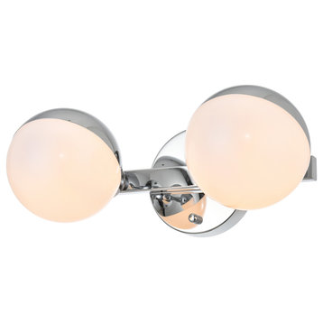 2 Light Chrome And Frosted White Bath Sconce