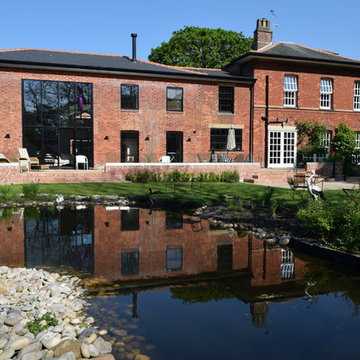 rear terrace and water feature
