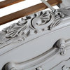Bed Louis XV Rococo Queen Hand Carved Wood Distressed Old Lace W