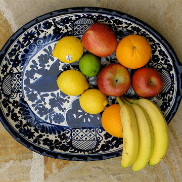 Blue and White Oval Serving Dish