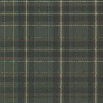 Beacon House by Brewster 2604-21225 Oxford Caledonia Dark Green Plaid Wallpaper