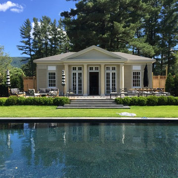 New Pool House . Berkshire Mountain Design Build. -Log Home -Timber Framing -Pos