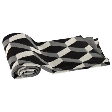 Cotton Cashmere-Like Throw Blanket, Black