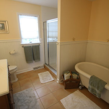 Bathroom remodel, claw foot tub, walk-in shower, older home 10998