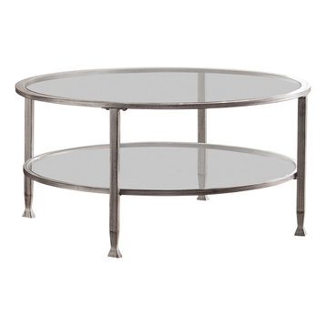 Symon Metal/Glass Round Cocktail Table, Silver