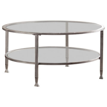 Symon Metal/Glass Round Cocktail Table, Silver