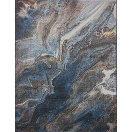 Orlando Contemporary Abstract Area Rug, Navy, 8'x10'
