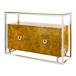 Worlds Away Juno Burl/Nickel Floating Cabinet Console - Buffets And Sideboards