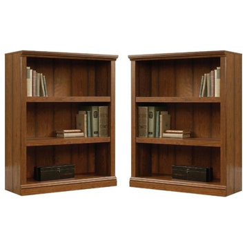 Home Square 3 Shelf Wood Bookcase Set in Washington Cherry (Set of 2)