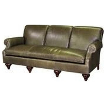 Sofa Library Wood Leather Non-Removable Leg Hand-Crafted MK-242