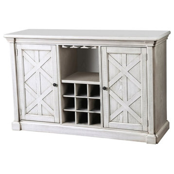 Bowery Hill Modern Wood Wine Rack Buffet in Antique White Finish