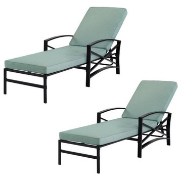 Home Square 2 Piece Metal Patio Chaise Lounge Set in Mist and Bronze