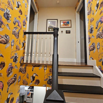 Staircase wallpaper installation in Malibu