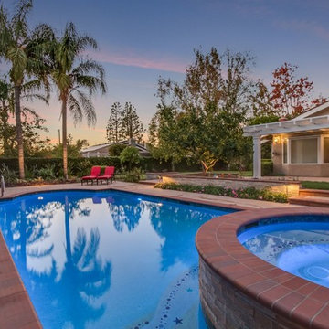 Pool with Creative Tile Details at Twilight
