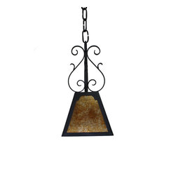 PN-012 Custom Iron and Mica Pendant Light - Pendant Lighting