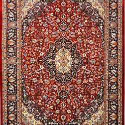 Red Persian Kirman Rug 6' 2" x 9' 1" - Area Rugs