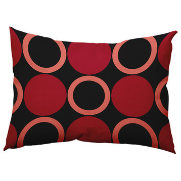 Mod Circles Accent Pillow, Dark Red, 14"x20"