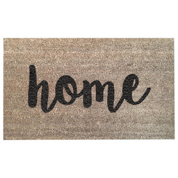 Hand Painted Script "Home" Doormat, CA Bear Brown
