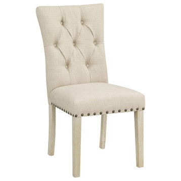 Preston Dining Chair 2-Pack Brushed Legs, Burlap Fabric