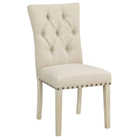Preston Dining Chair 2-Pack Brushed Legs, Burlap Fabric
