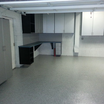 2-car garage and cabinets
