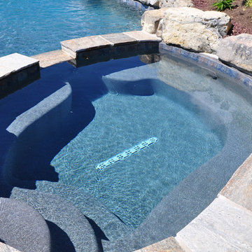 Freeform Style Pool with Flush Spa and Waterfall