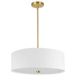 Dainolite - Dainolite 571-204P-AGB-WH Everly, 4 Light Pendant - Warranty: 1 Year Room Style: Living/FoyEverly 4 Light Penda Aged Brass White Fab *UL Approved: YES Energy Star Qualified: n/a ADA Certified: n/a  *Number of Lights: 4-*Wattage:60w E26 bulb(s) *Bulb Included:No *Bulb Type:E26 *Finish Type:Aged Brass