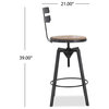 GDF Studio Modern Industrial Design Counter/Bar Stool, Adjustable Seat Height, Smooth Back