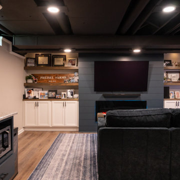 Finished Basement with Wet Bar and Half Bath in Troy, MI