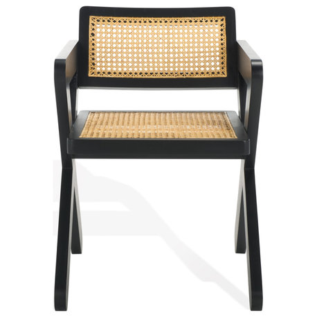 Safavieh Couture Tyrrell Rattan Dining Chair, Black/Natural