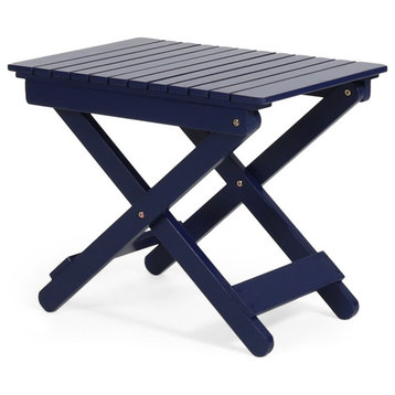 Simeon Outdoor Folding Side Table, Navy Blue