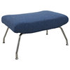Modern Contemporary Living Room Lounge Chair and Ottoman, Blue Tweed