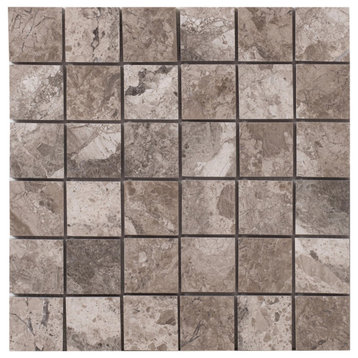 Silver Shadow Marble 2"x2" Honed on 12"x12" Mesh Mosaic Tile (10 sqft per box)