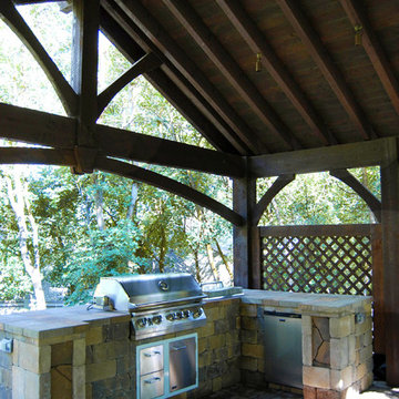 21' x 22' Timber Frame Pavilion With Outdoor Kitchen