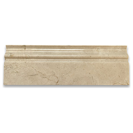 Crema Marfil Marble 4x12 Baseboard Crown Molding Polished, 1 piece
