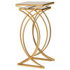 Metal With Glass Gold Accent Table 12.5"W, Set of 2