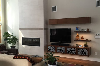 Living room - modern living room idea in Boston