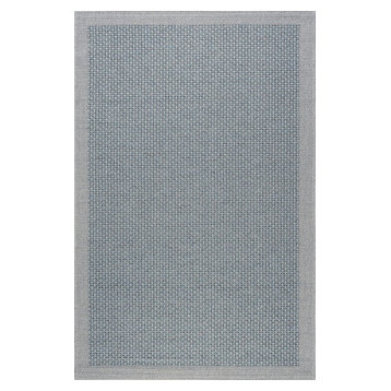 Largo Modern Solid Blue Rectangle Easy-Care Indoor/Outdoor Area Rug, 7'x10'