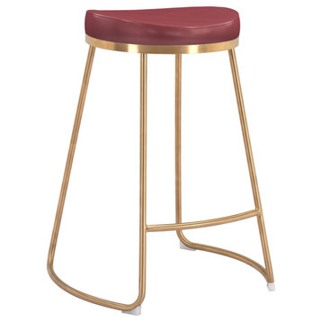 Bree Counter Stool (Set of 2) Burgundy & Gold
