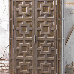 Rustic White Oak Armoire - Furniture