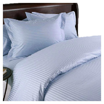 Blue Stripe King Goose Down Comforter 8-Piece Bed In A Bag