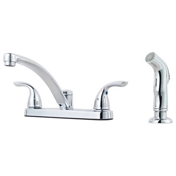 Pfirst Series 2-Handle Kitchen Faucet With Side Spray, Polished Chrome