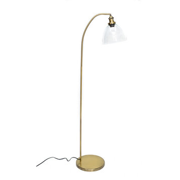 Bronze Metal Industrial Floor Lamp With Clear Glass Shade, 60 inches