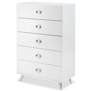 HomeRoots 32" X 17" X 47" White And Chrome Particle Board Chest