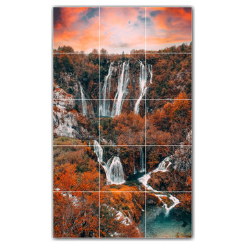 Waterfalls Ceramic Tile Wall Mural HZ501091-35L. 24" x 40"