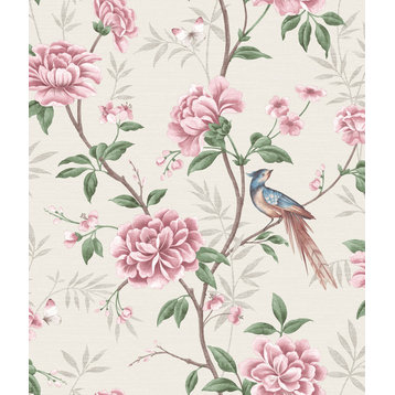 Akina Cream Floral Wallpaper, Swatch