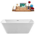 Streamline - 67" Streamline N-681-67FSWH-FM Soaking Freestanding Tub With Internal Drain - Simplicity meets luxury in this Streamline 67" white glossy deep soaking bathtub. Contoured for comfort this bathtub can add back support with its angled curves. You can soak in comfort as this tub can fit up to 83gallons of water. It is designed with an internal drain to maintain it's simple style. FREE Bamboo Bathtub Caddy Included in Purchase!