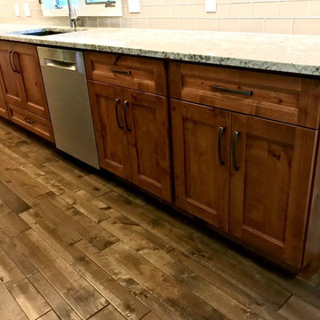 Dura Supreme Cabinets Knotty Alder Butternut Romanix Granite Galley Kitchen