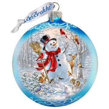 Frosty Forest Friends Glass Ornament